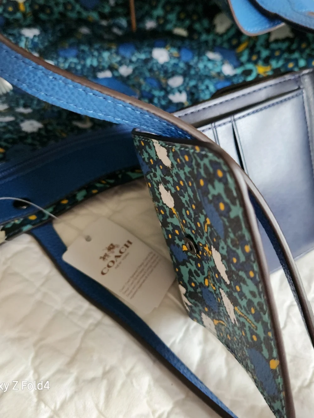 Coach Bright Blue Pebbled Leather Tote with New Tag + Wallet - Picture 8 of 16